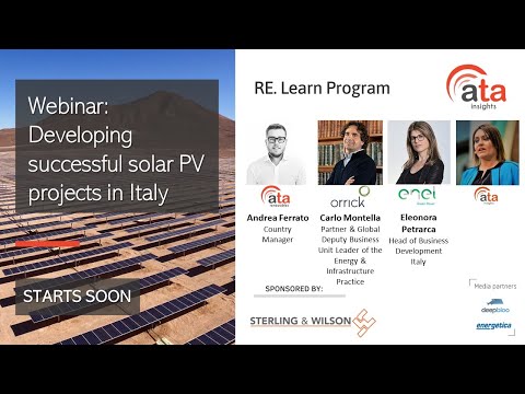 Webinar: Desarrollo de proyectos de energía solar fotovoltaica de manera exitosa en Italia